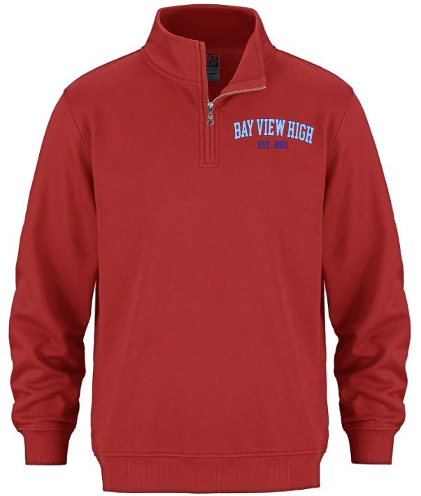 Bay View High - Red Bay View Est. 2021 CSW 1/4 Zip Sweater (Royal/Light Blue, Left Chest)