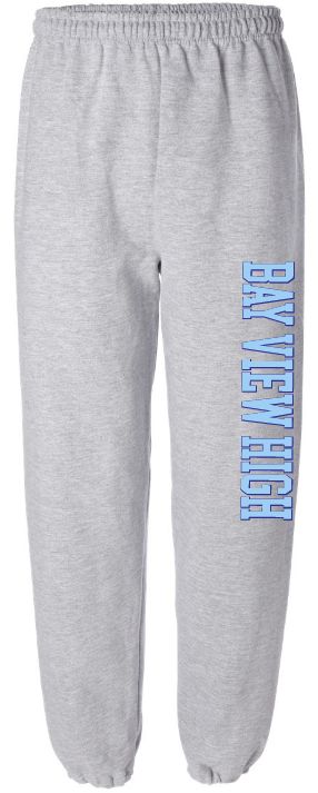 Bay View High - Sport Grey Bay View High Sweatpants (Light Blue/Royal, Logo down Leg)