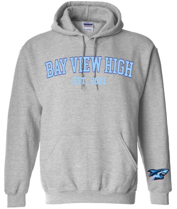 Bay View High - Sport Grey Bay View Est. 2021 Hoodie (Royal/Light Blue, Full Chest)