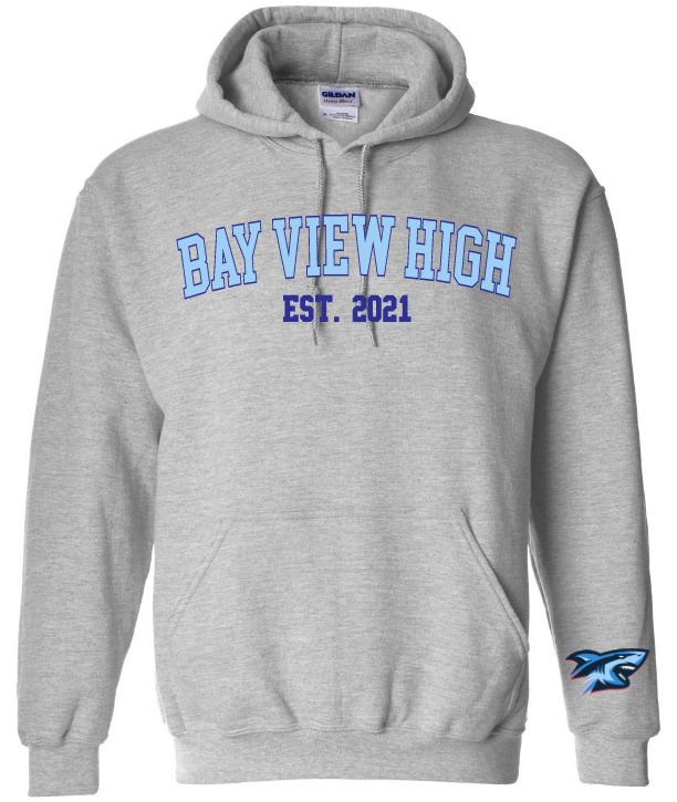 Bay View High - Sport Grey Bay View Est. 2021 Hoodie (Royal/Light Blue, Full Chest)