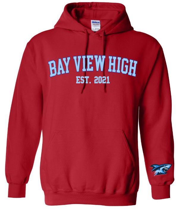 Bay View High - Red Bay View Est. 2021 Hoodie (Royal/Light Blue, Full Chest)