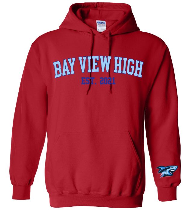 Bay View High - Red Bay View Est. 2021 Hoodie (Royal/Light Blue, Full Chest)