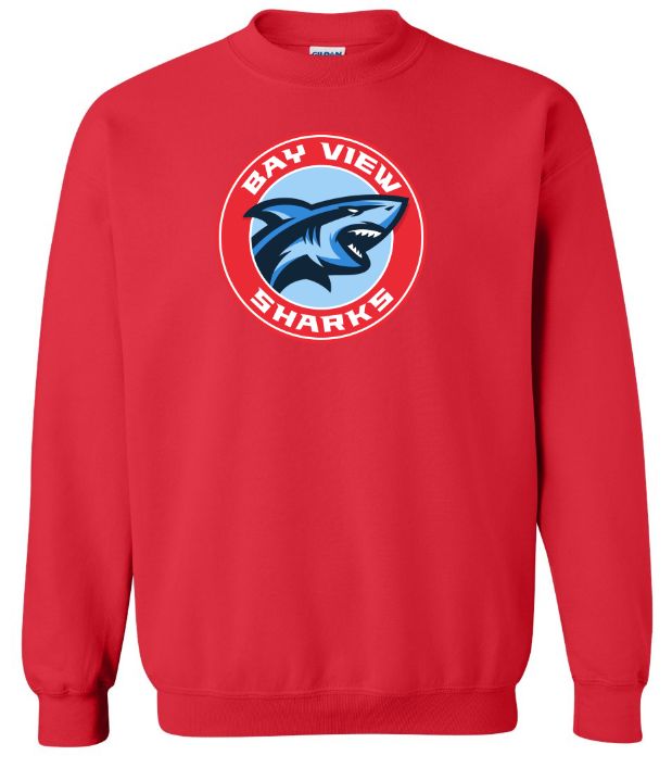 Bay View High - Red Bay View Sharks Crewneck Sweatshirt (Full Chest)