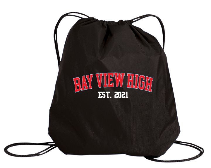 Bay View High - Black Bay View Est.2021 Cinch Bag (Light Blue, Red, White)
