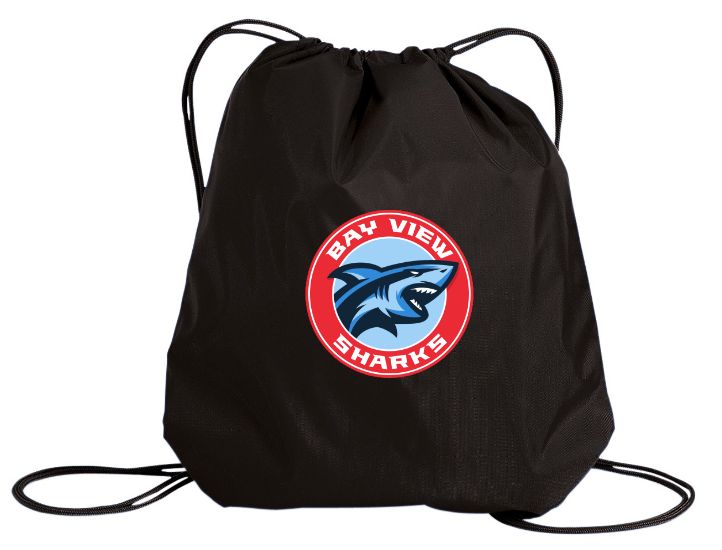 Bay View High - Black Bay View High Sharks Cinch Bag (Light Blue, Red, White)