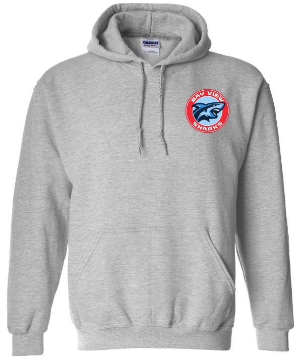 Bay View High - Sport Grey Bay View Sharks Hoodie (Left Chest)