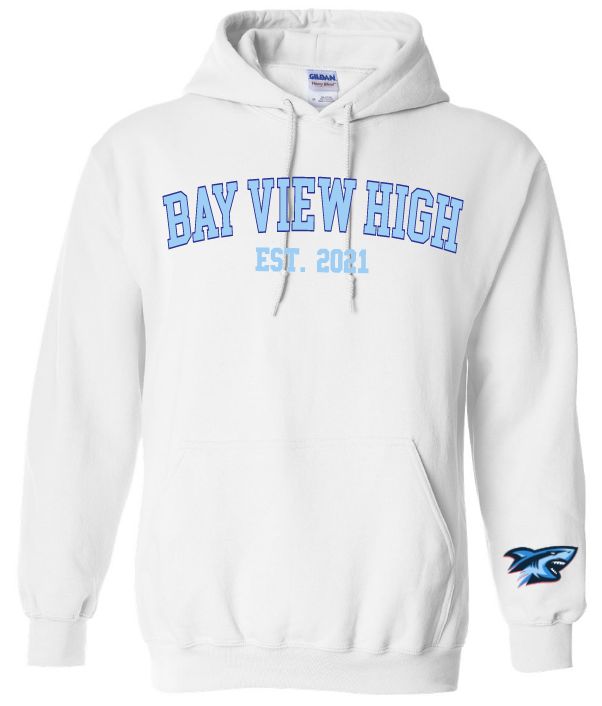 Bay View High - White Bay View Est. 2021 Hoodie (Royal/Light Blue, Full Chest)