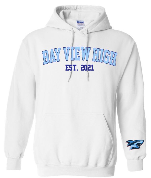 Bay View High - White Bay View Est. 2021 Hoodie (Royal/Light Blue, Full Chest)