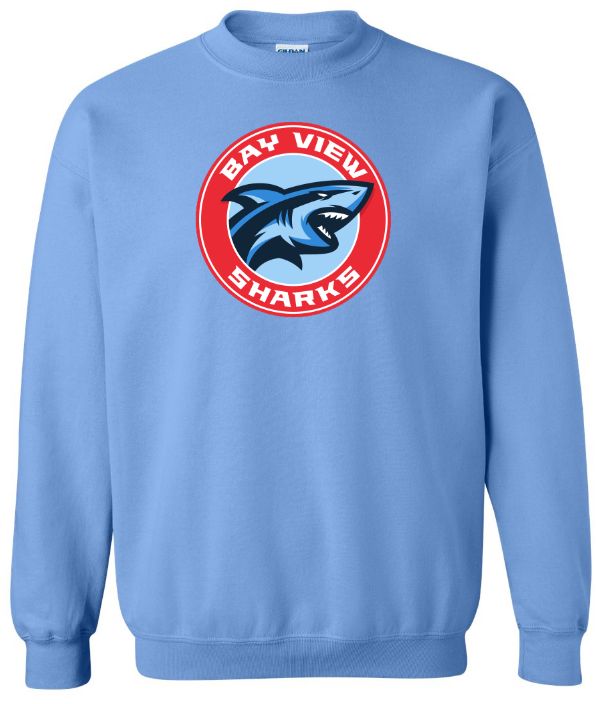 Bay View High - Carolina Blue Bay View Sharks Crewneck Sweatshirt (Full Chest)