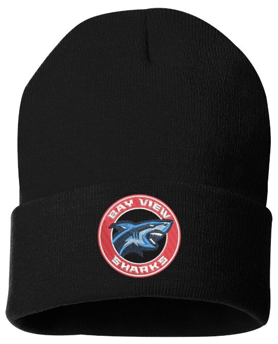 Bay View High - Black Bay View Sharks Cuffed Beanie