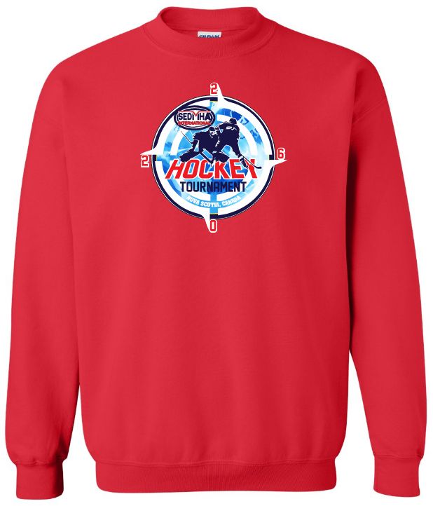 SEDMHA Minor Hockey Tournament - Red SEDMHA 2026 Crewneck Sweatshirt (Full Chest)