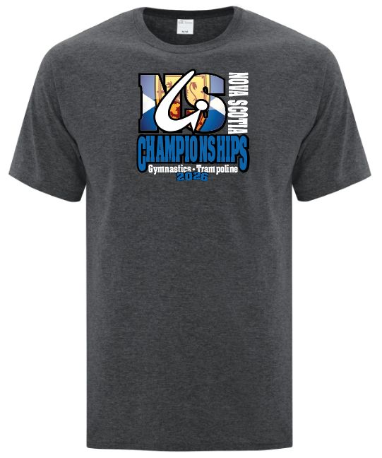 NS Gymnastics and Trampoline Provincial Championships 2026 - Dark Heather Grey T-Shirt (Full Chest Logo)