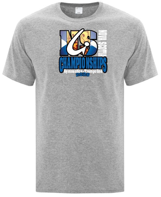NS Gymnastics and Trampoline Provincial Championships 2026 - Athletic Heather Grey T-Shirt (Full Chest Logo)