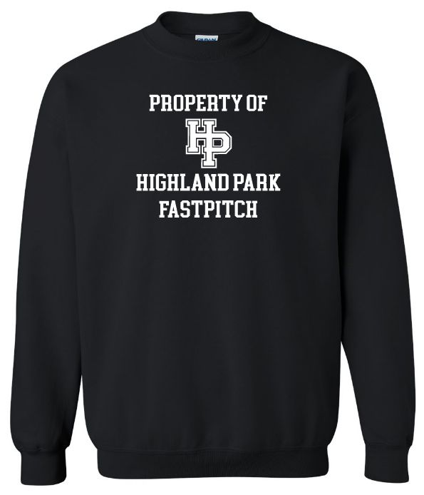 Highland Park Heat - Black Property of Highland Park Crewneck Sweatshirt (Full Chest)