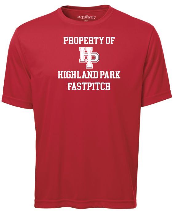 Highland Park Heat - Red Property of Highland Park Short Sleeve Performance Shirt (Full Chest)