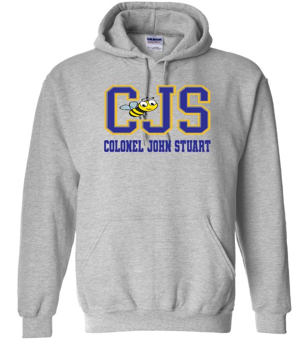 Colonel John Stuart Elementary - Sport Grey CJS with Bee Hoodie (Full Chest Logo)