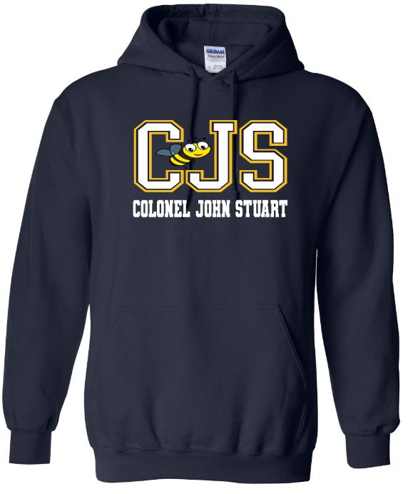 Colonel John Stuart Elementary - Navy CJS with Bee Hoodie (Full Chest Logo)