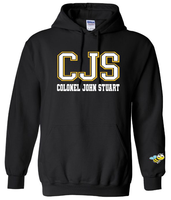 Colonel John Stuart Elementary - Black CJS Hoodie (Full Chest Logo)