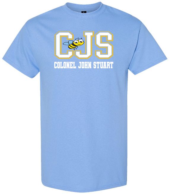 Colonel John Stuart Elementary - Carolina Blue CJS with Bee T-Shirt (Full Chest Logo)