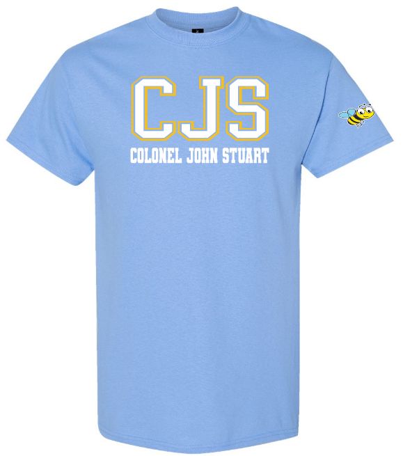Colonel John Stuart Elementary - Carolina Blue CJS T-Shirt (Full Chest Logo)