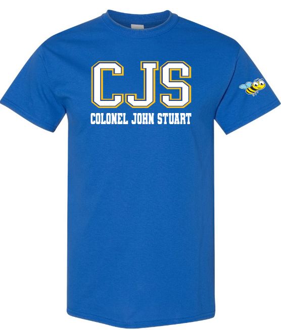 Colonel John Stuart Elementary - Royal Blue CJS T-Shirt (Full Chest Logo)