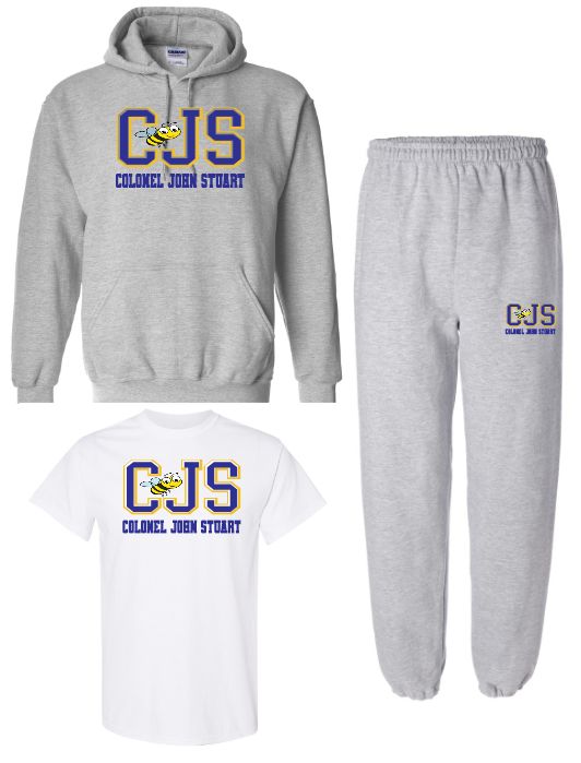 Colonel John Stuart Elementary - CJS with Bee Bundle (Hoodie, Cotton T-Shirt &amp; Sweatpants)