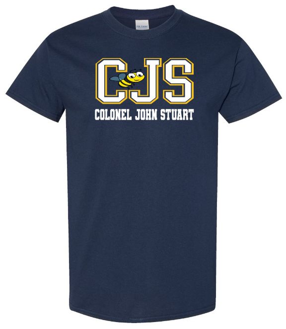 Colonel John Stuart Elementary - Navy CJS with Bee T-Shirt (Full Chest Logo)