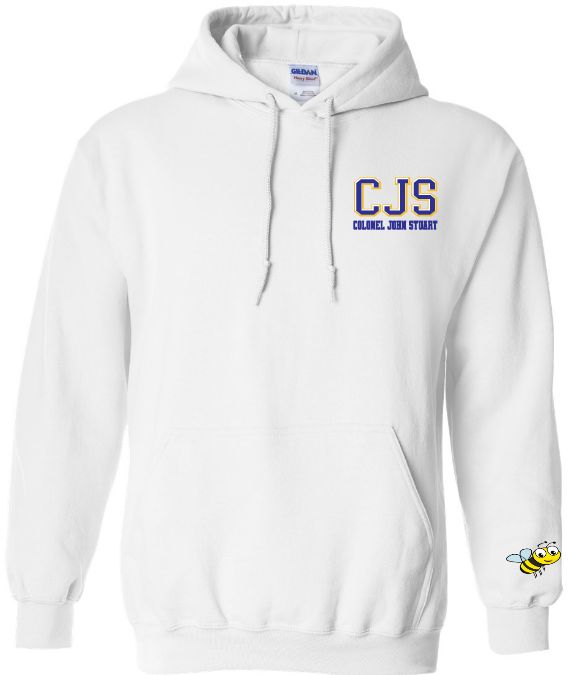 Colonel John Stuart Elementary - White CJS Hoodie (Left Chest Logo)