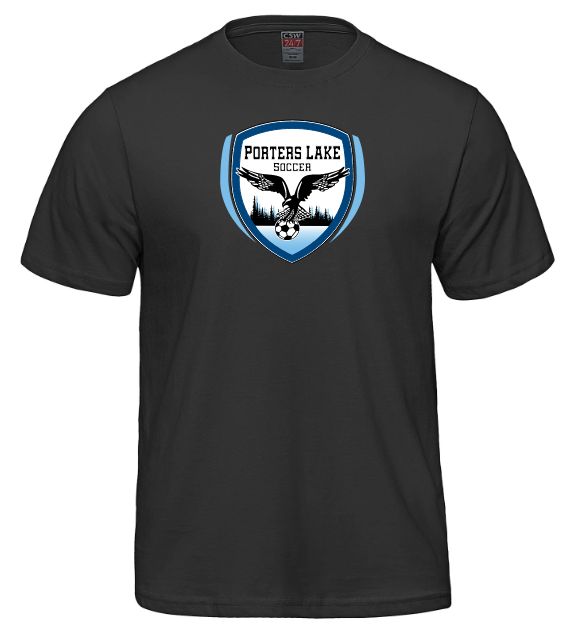 Porters Lake Soccer Club - Black Parkour T-Shirt (Full Chest)