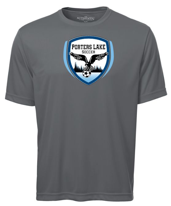 Porters Lake Soccer Club - Coal Grey Short Sleeve Performance Shirt (Full Chest)
