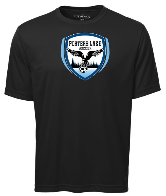 Porters Lake Soccer Club - Black Short Sleeve Performance Shirt (Full Chest)