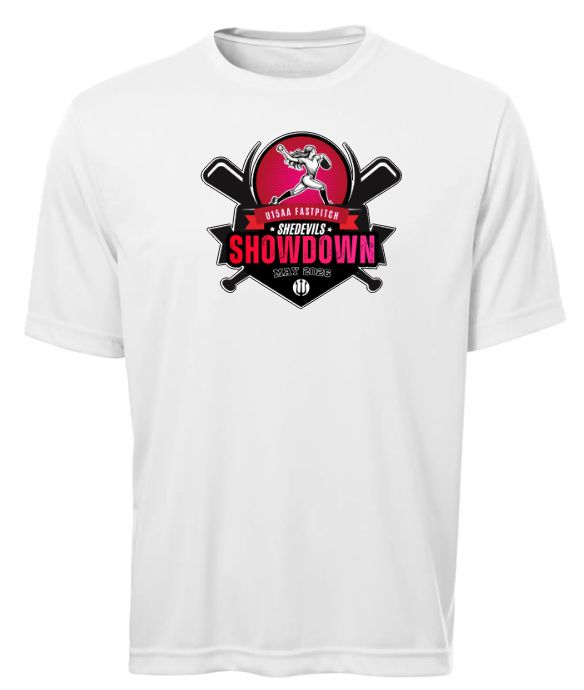 She Devils Show Down - White Short Sleeve Moist Wick (Full Chest)