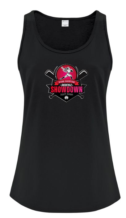 She Devils Show Down - Black Ladies Cotton Tank (Full Chest)