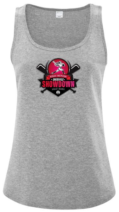 She Devils Show Down - Athletic Heather Grey Ladies Cotton Tank (Full Chest)