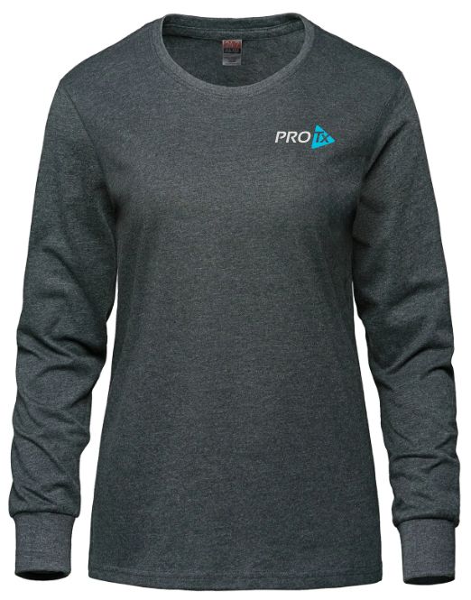PROTx - Ladies Charcoal Heather CSW Long Sleeve Shirt (Left Chest)