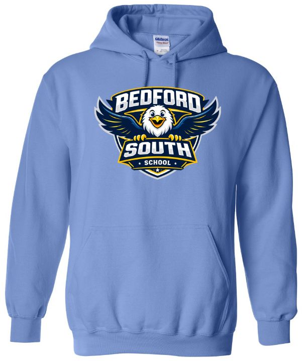 Bedford South School - Carolina Blue Hoodie (Full Chest Logo)