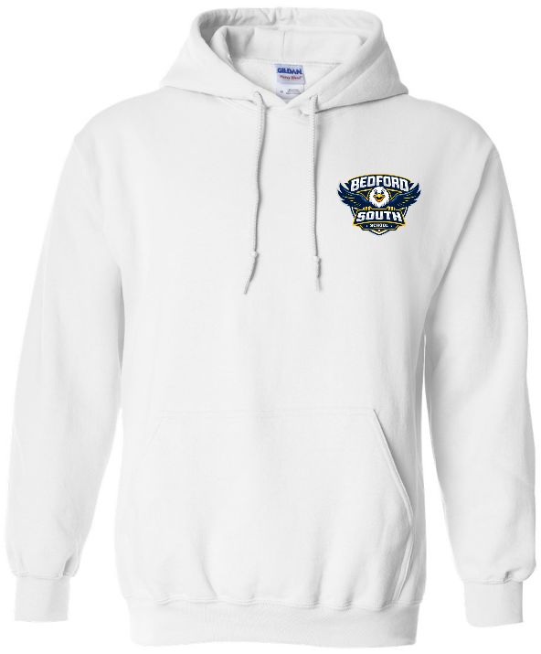 Bedford South School - White Hoodie (Left Chest Logo)