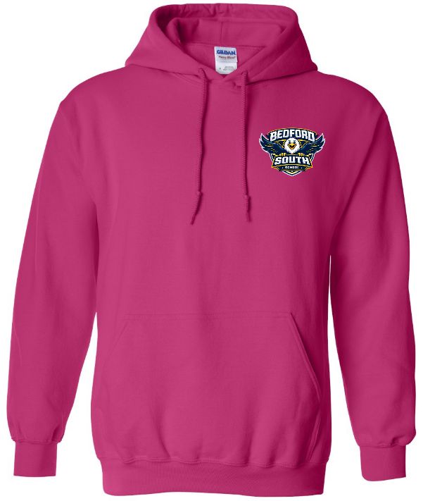 Bedford South School - Pink Hoodie (Left Chest Logo)