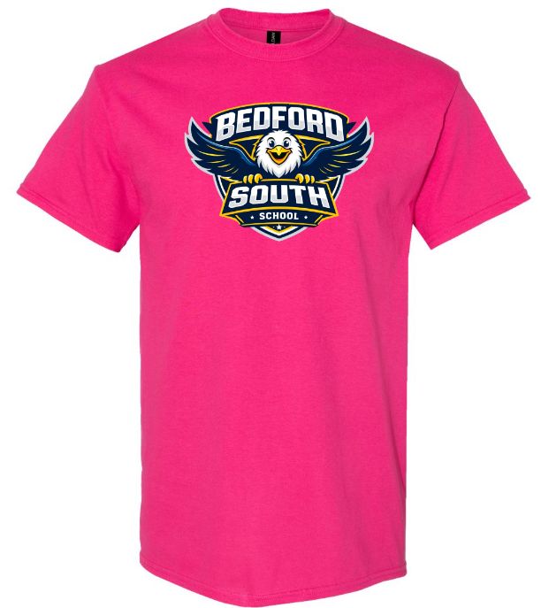Bedford South School - Pink T-Shirt (Full Chest Logo)
