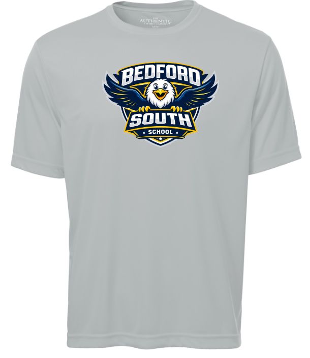 Bedford South School - Silver Short Sleeve Performance Shirt (Full Chest Logo)