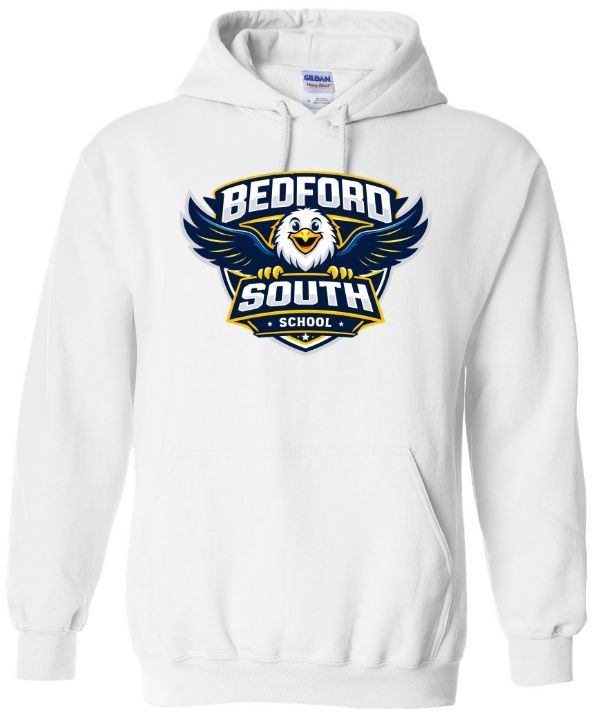 Bedford South School - White Hoodie (Full Chest Logo)