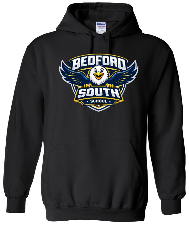 Bedford South School - Black Hoodie (Full Chest Logo)