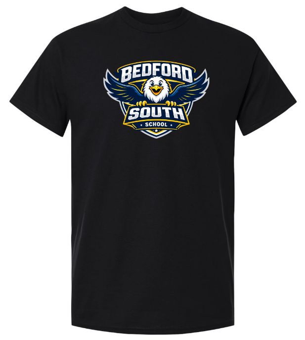 Bedford South School - Black T-Shirt (Full Chest Logo)