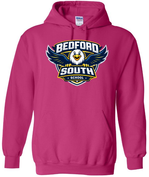 Bedford South School - Pink Hoodie (Full Chest Logo)