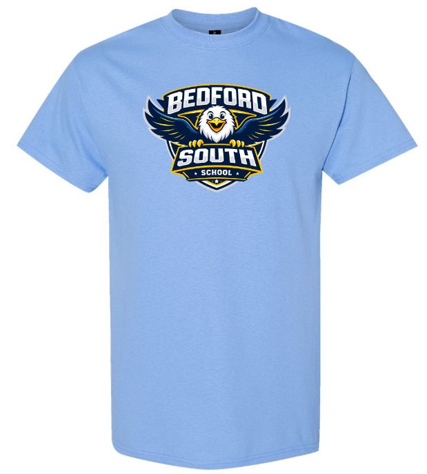 Bedford South School - Carolina Blue T-Shirt (Full Chest Logo)