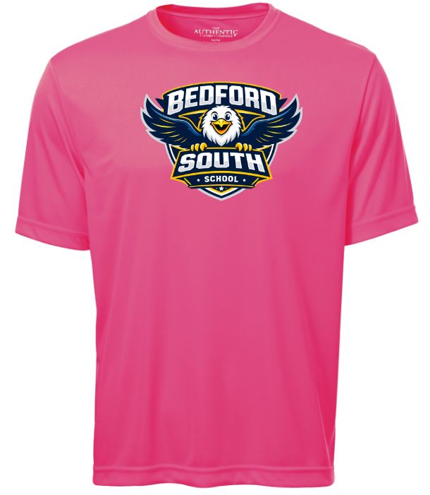 Bedford South School - Extreme Pink Short Sleeve Performance Shirt (Full Chest Logo)