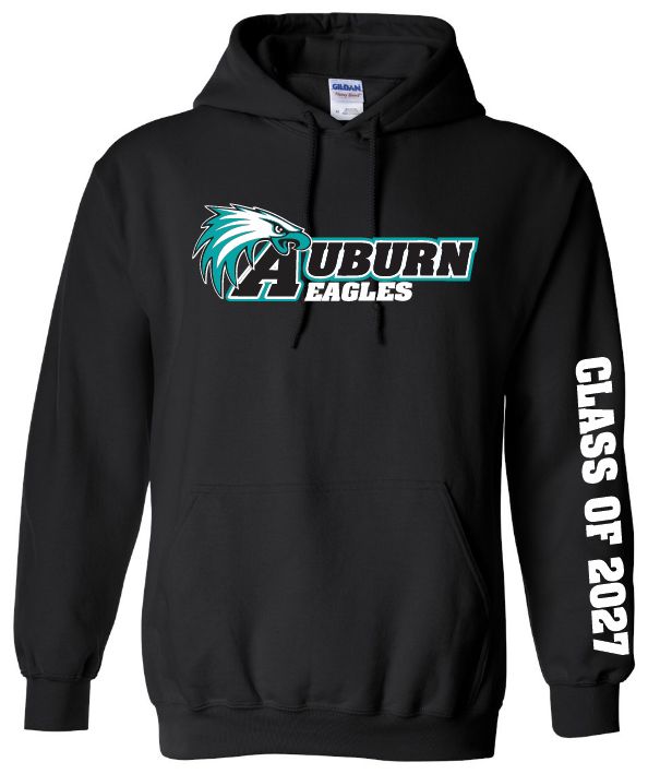 Auburn High - Black Auburn Eagles Hoodie with Class of 2027 on Sleeve