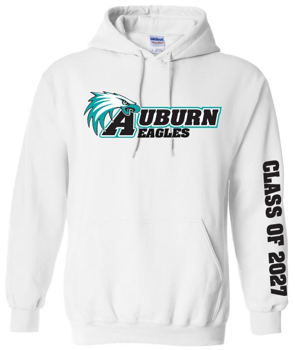 Auburn High - White Auburn Eagles Hoodie with Class of 2027 on Sleeve