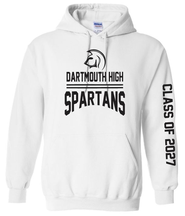 DHS - White Dartmouth High Spartans Hoodie with Class of 2027 on Sleeve