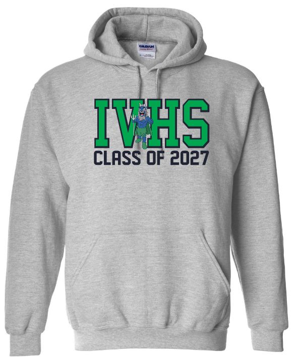 Island View High School - Sport Grey IVHS Class of 2027 with Blue Devil Hoodie